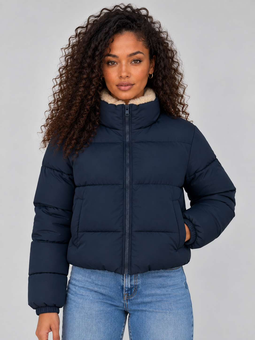 Wilhelmina-Renata | Women's Sherpa-Lined High Neck Puffer Jacket