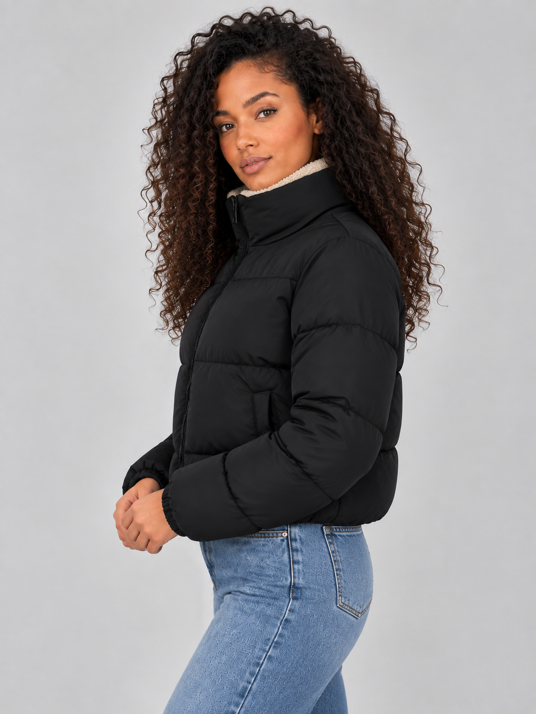 Wilhelmina-Renata | Women's Sherpa-Lined High Neck Puffer Jacket