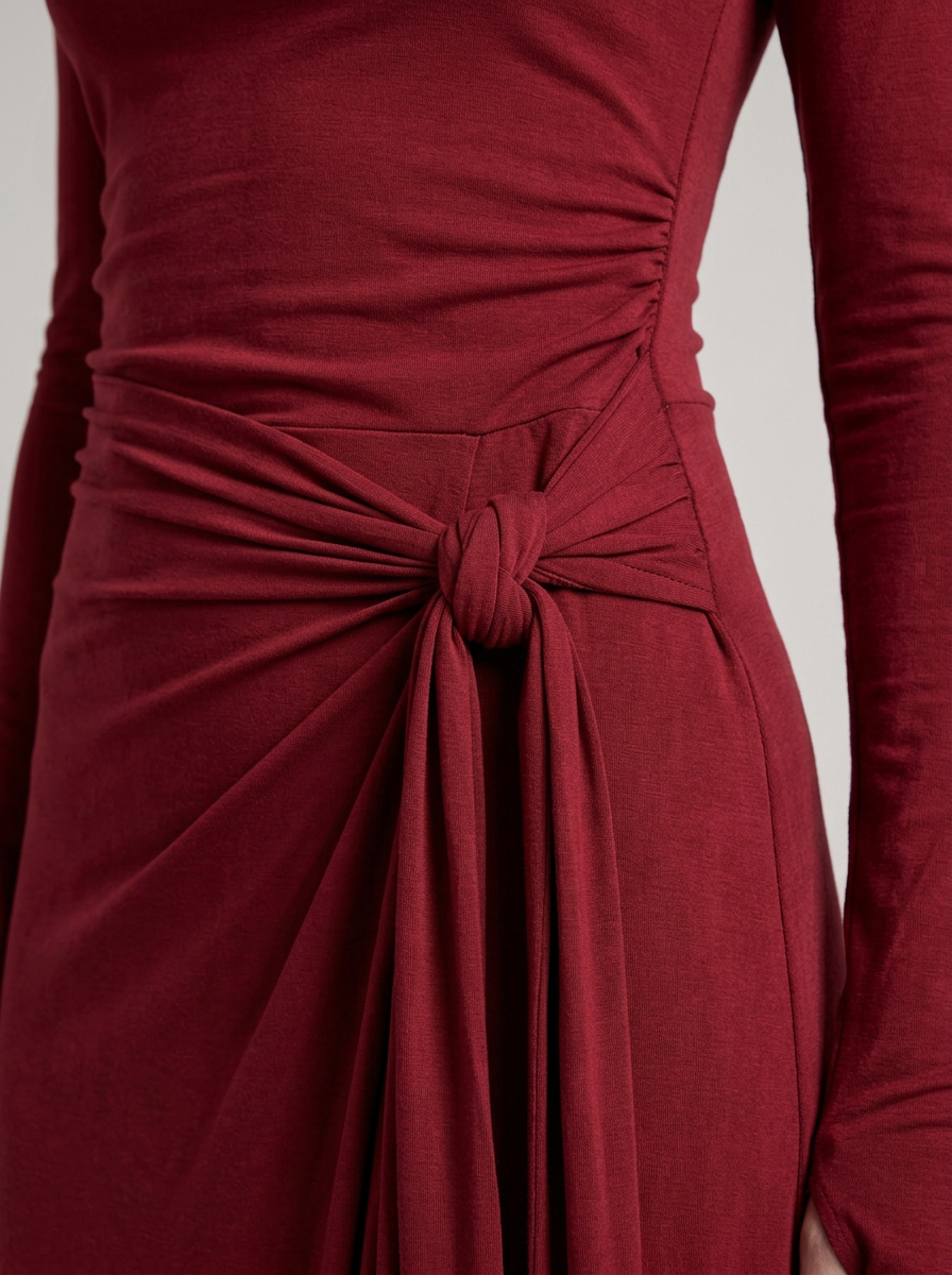 Cornelia-Edith | Women's Side-Draped Long-Sleeve Maxi Dress