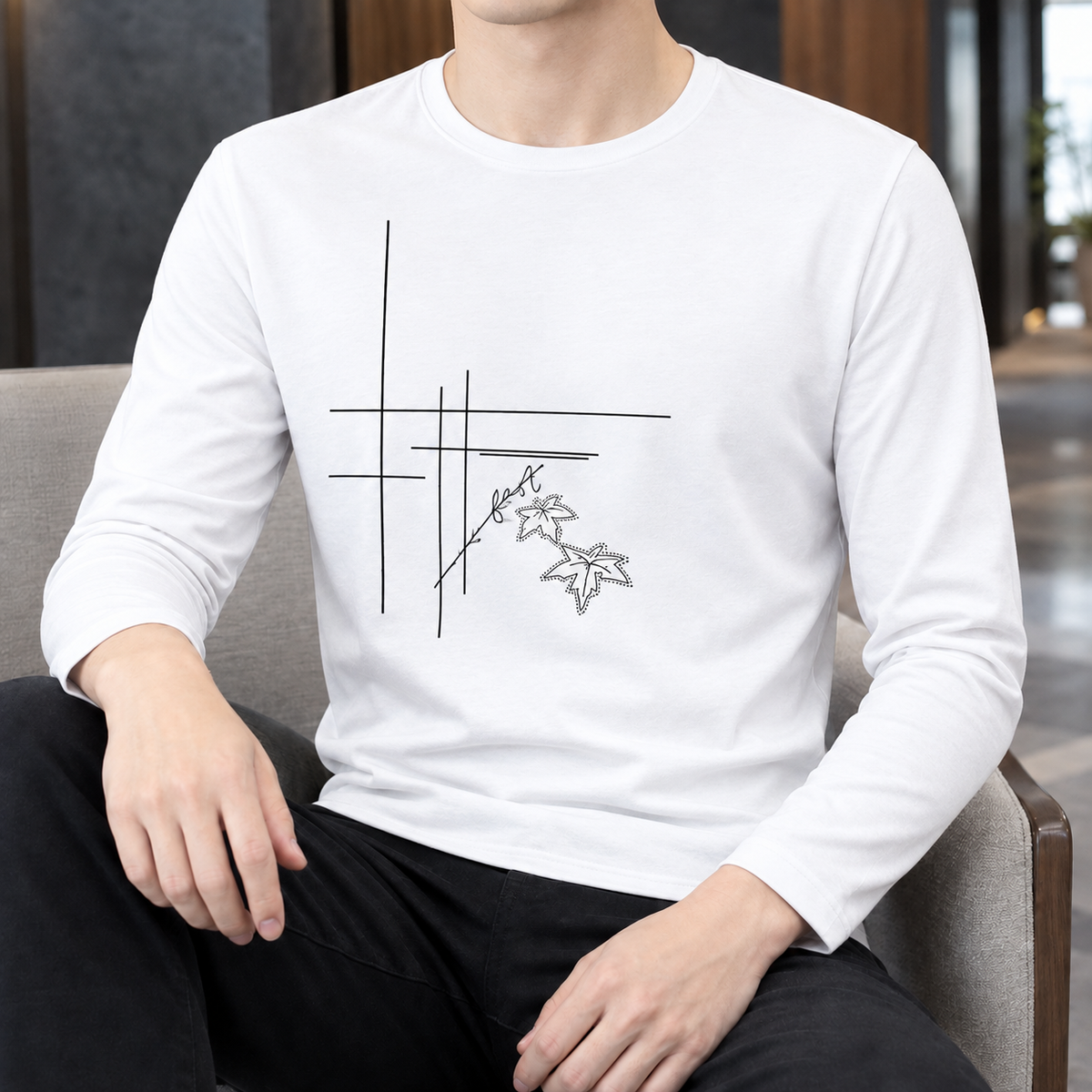 Phyllis-Estelle | Women's Silk-Touch Long-Sleeve Crew Neck Top