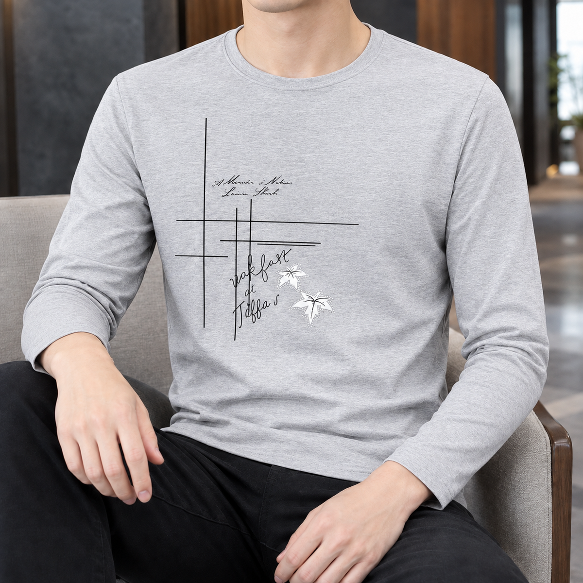 Phyllis-Estelle | Women's Silk-Touch Long-Sleeve Crew Neck Top