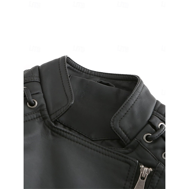 Juliet-Delia | Women's Slim-Fit Asymmetrical-Zip Moto Jacket
