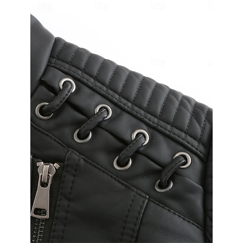 Juliet-Delia | Women's Slim-Fit Asymmetrical-Zip Moto Jacket