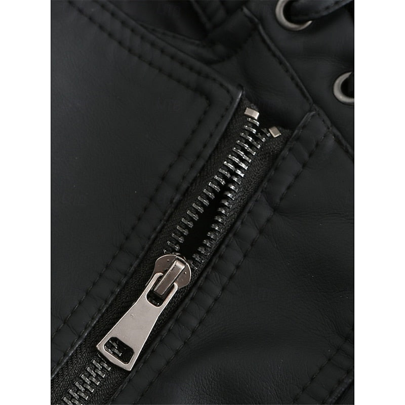 Juliet-Delia | Women's Slim-Fit Asymmetrical-Zip Moto Jacket
