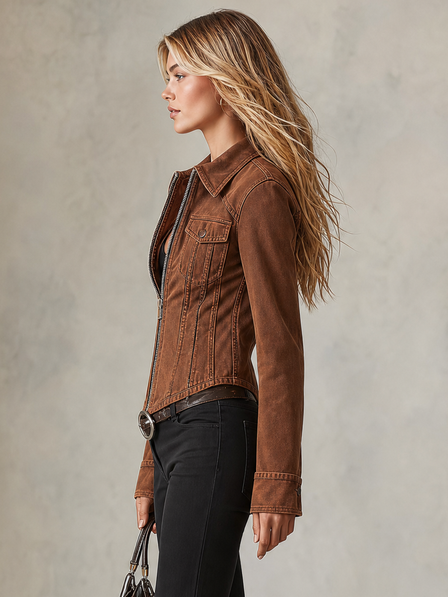 Pauline | Women's Slim-Fit Cropped Denim Jacket