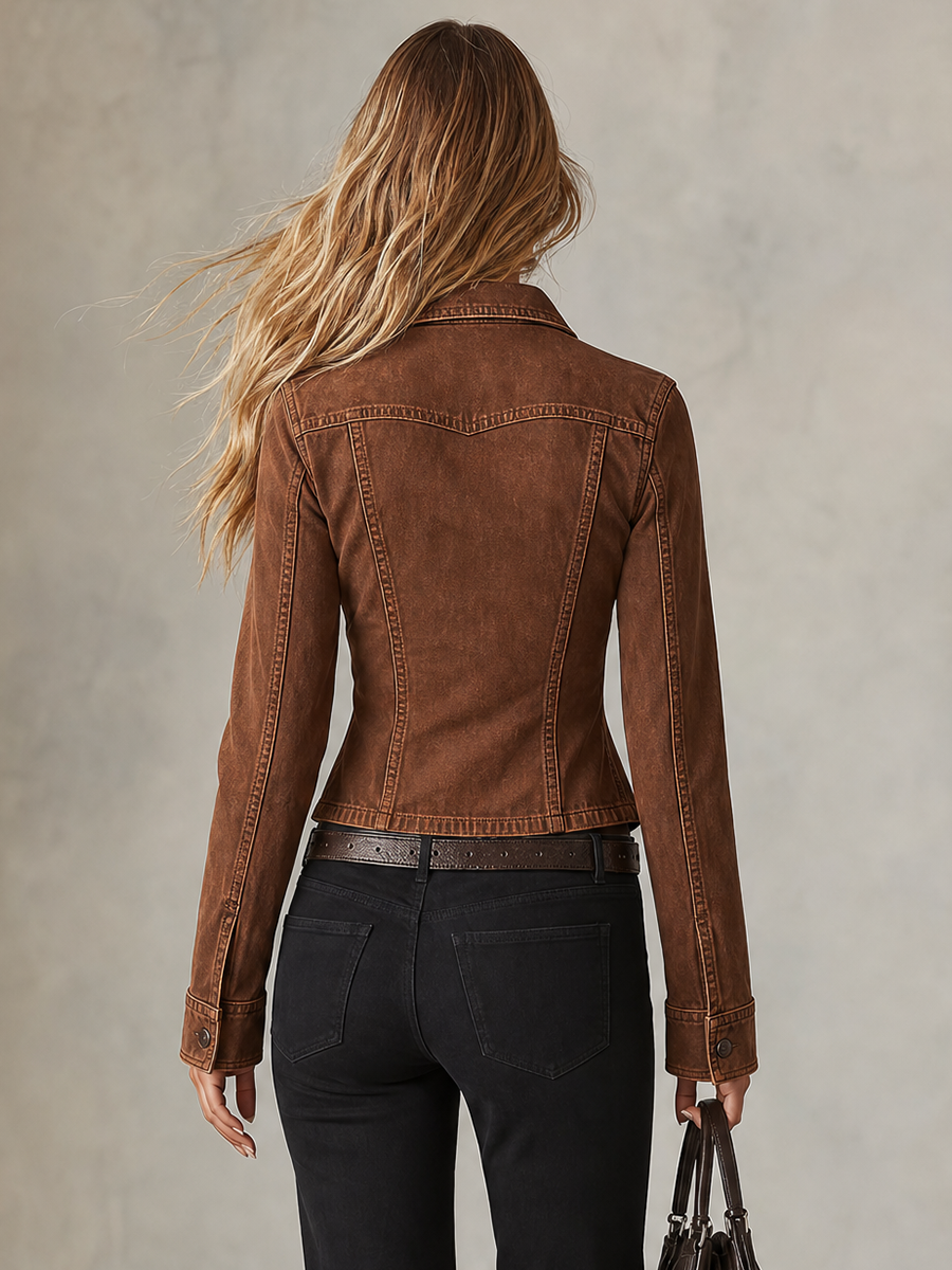 Pauline | Women's Slim-Fit Cropped Denim Jacket