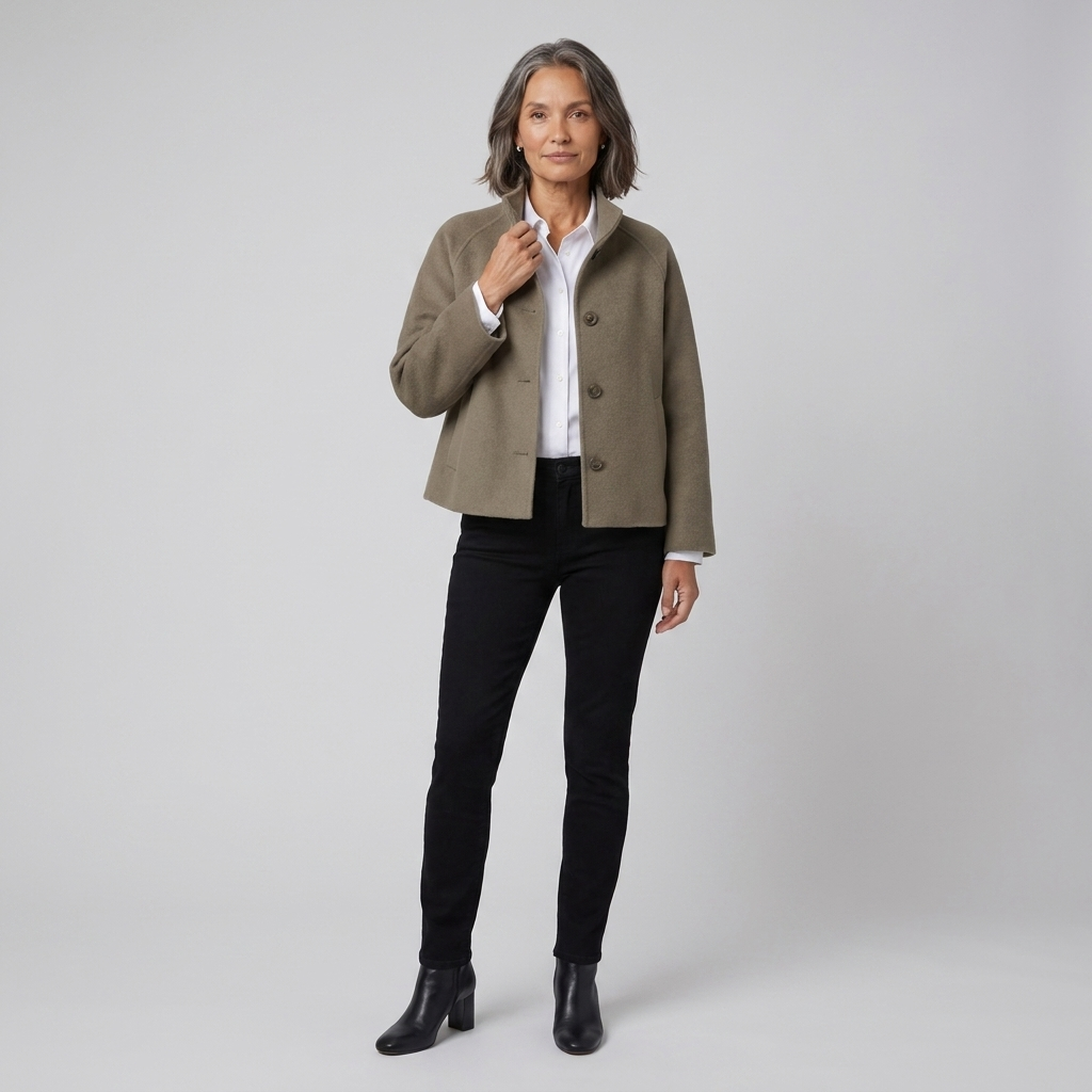 Carmen-Roberta | Women's Snap-Front Faux Cashmere Short Jacket