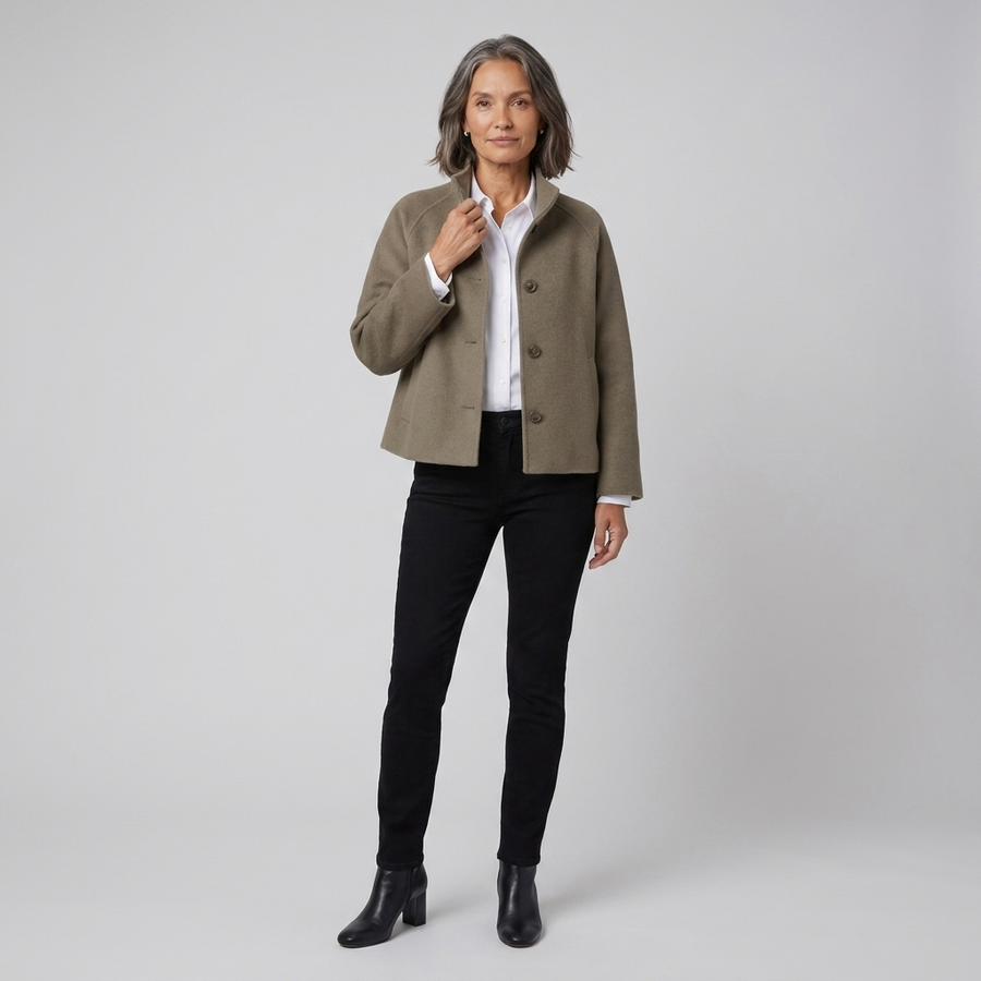 Carmen-Roberta | Women's Snap-Front Faux Cashmere Short Jacket