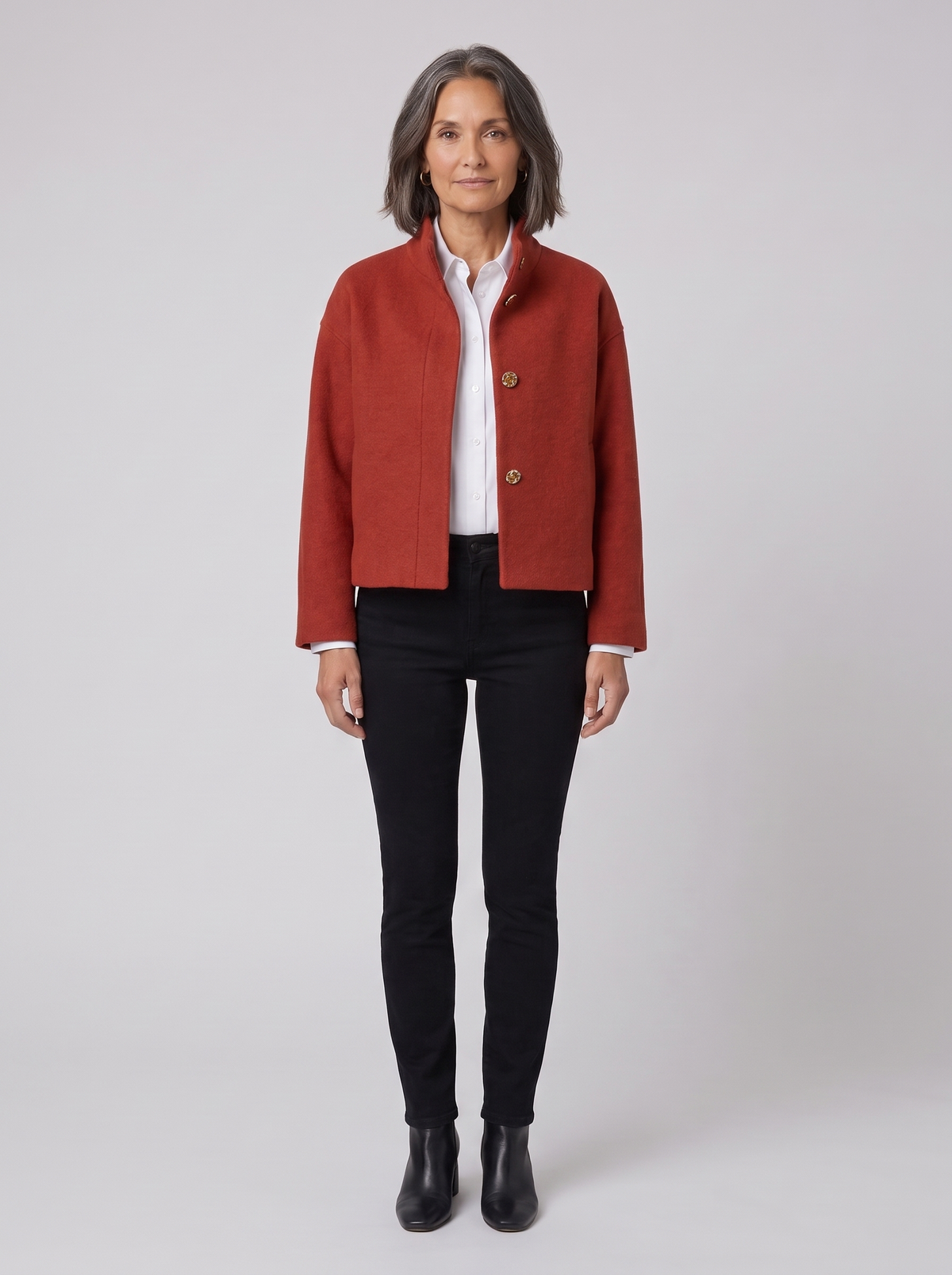 Carmen-Roberta | Women's Snap-Front Faux Cashmere Short Jacket