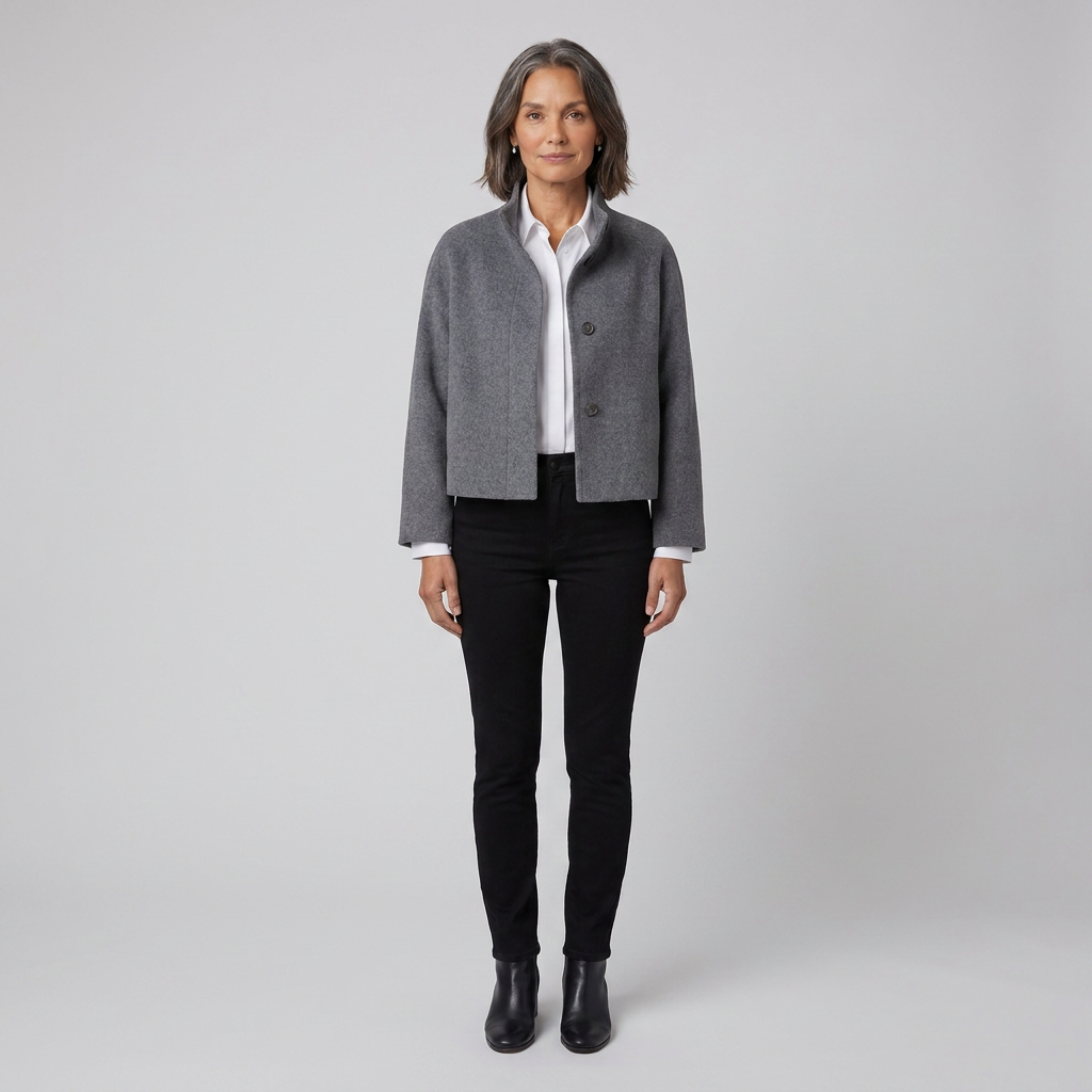 Carmen-Roberta | Women's Snap-Front Faux Cashmere Short Jacket