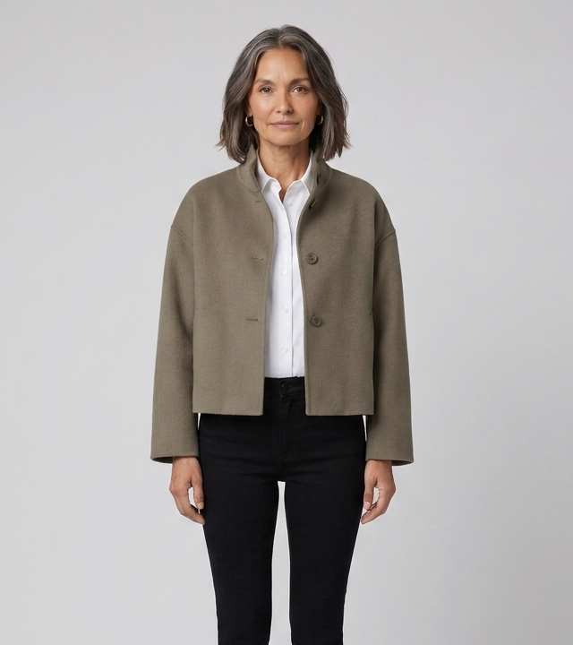 Carmen-Roberta | Women's Snap-Front Faux Cashmere Short Jacket