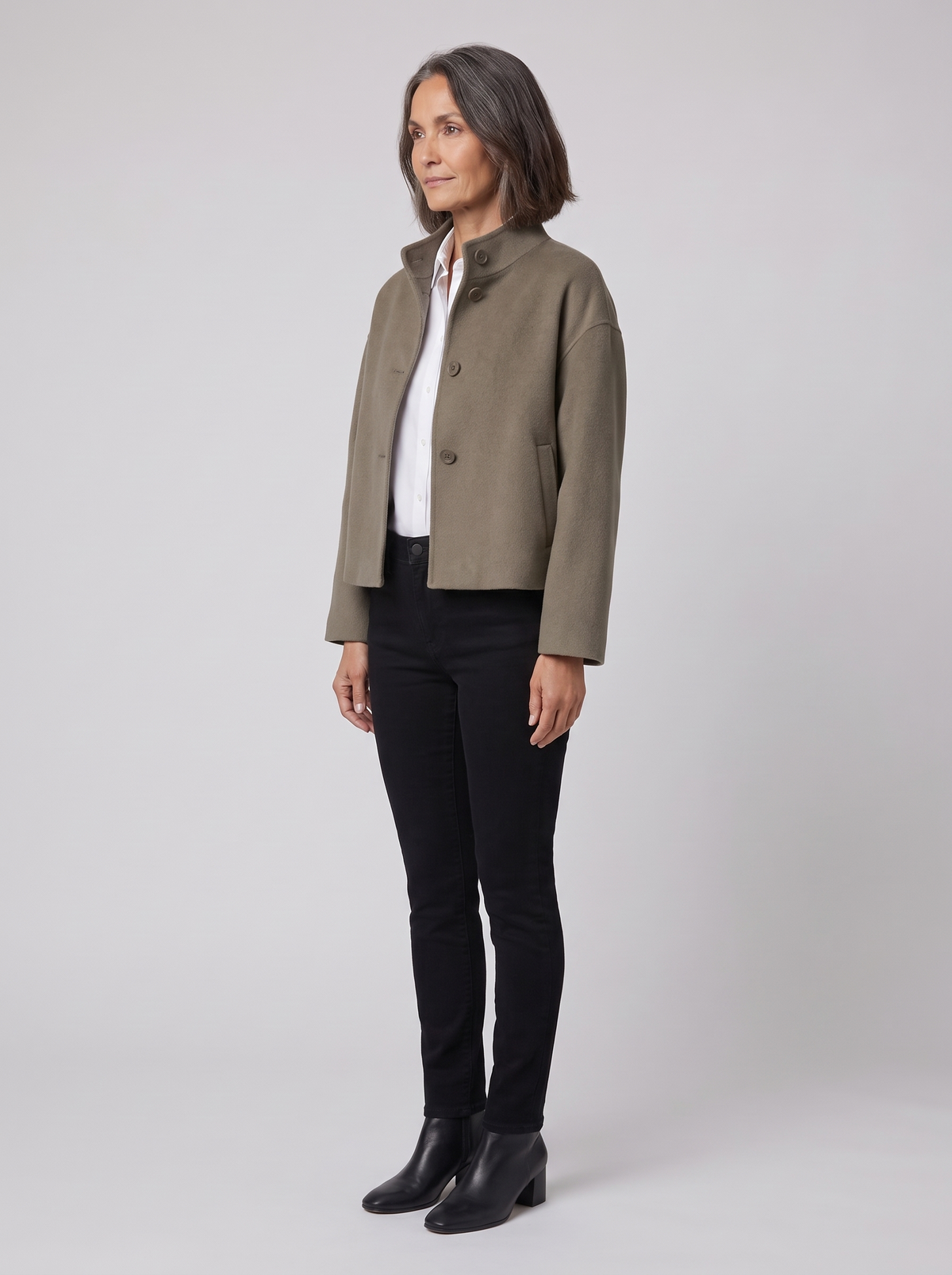 Carmen-Roberta | Women's Snap-Front Faux Cashmere Short Jacket