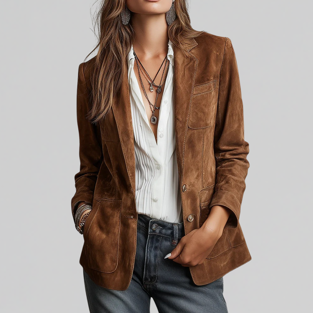 Cordelia-Clara | Women's Soft Suede-Touch Tailored Blazer