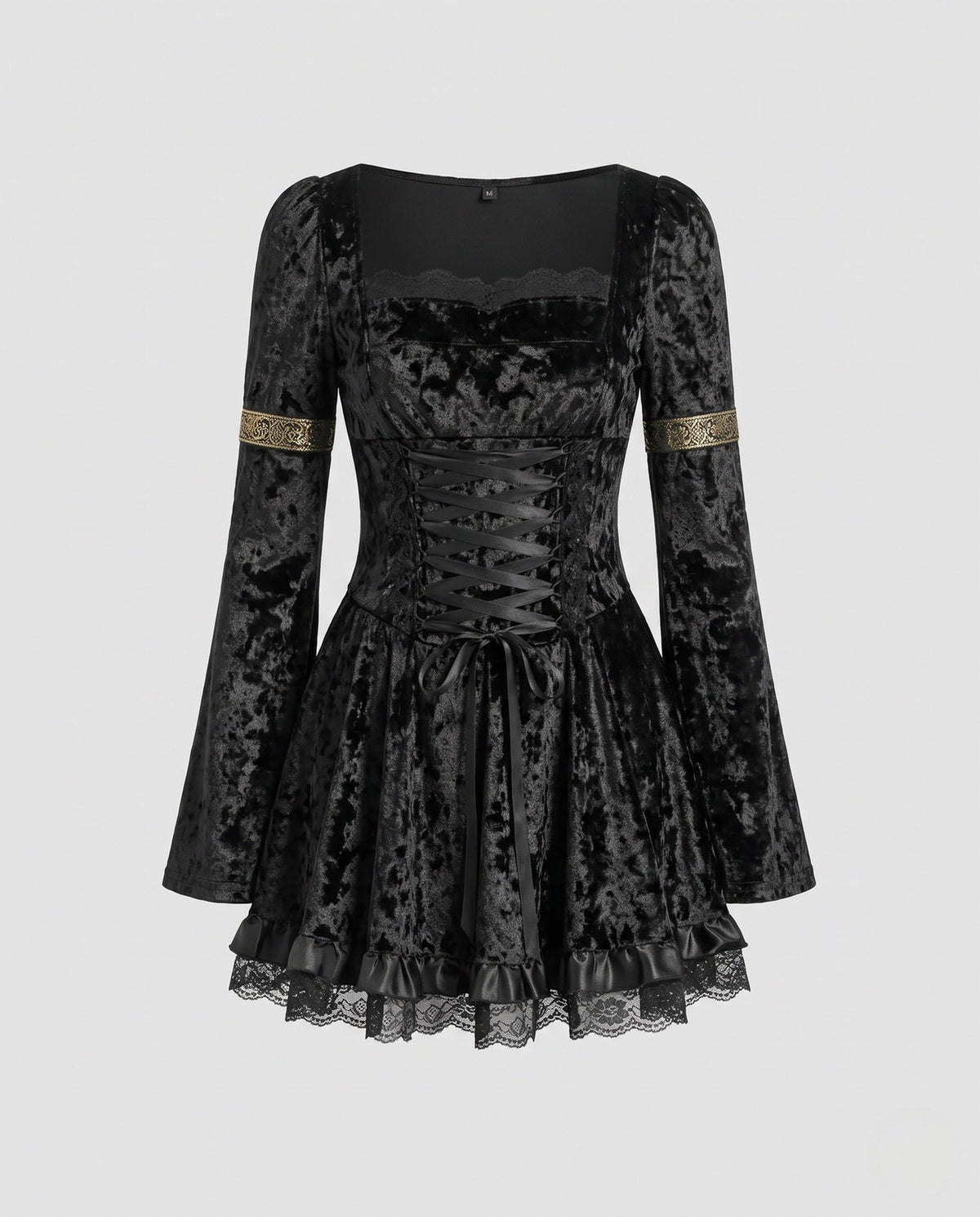 Mabel-Ruth | Women's Square-Neck Flared-Sleeve Ruffle-Hem Mini Dress
