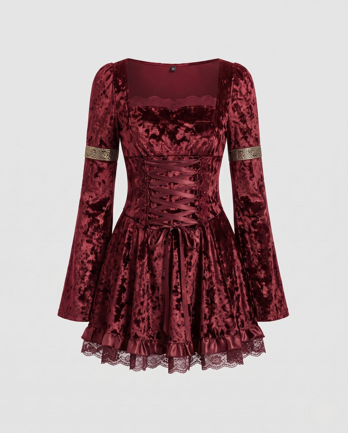 Mabel-Ruth | Women's Square-Neck Flared-Sleeve Ruffle-Hem Mini Dress