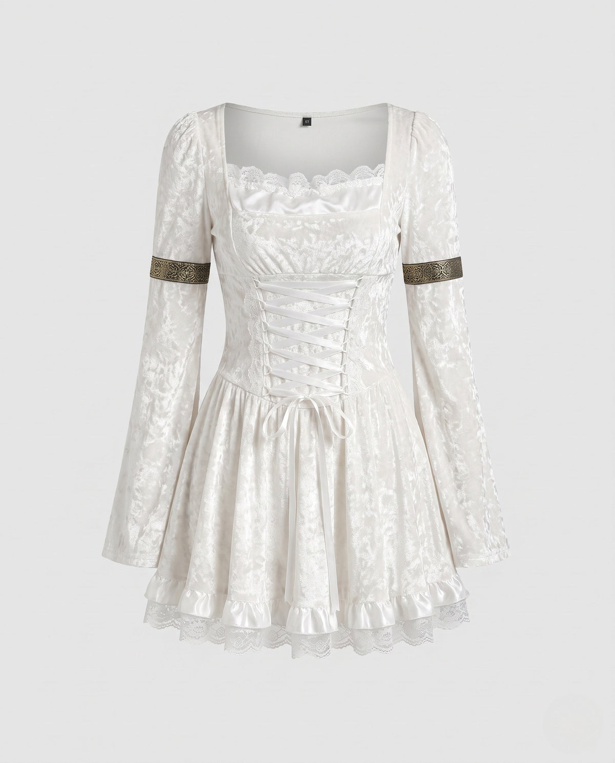 Mabel-Ruth | Women's Square-Neck Flared-Sleeve Ruffle-Hem Mini Dress