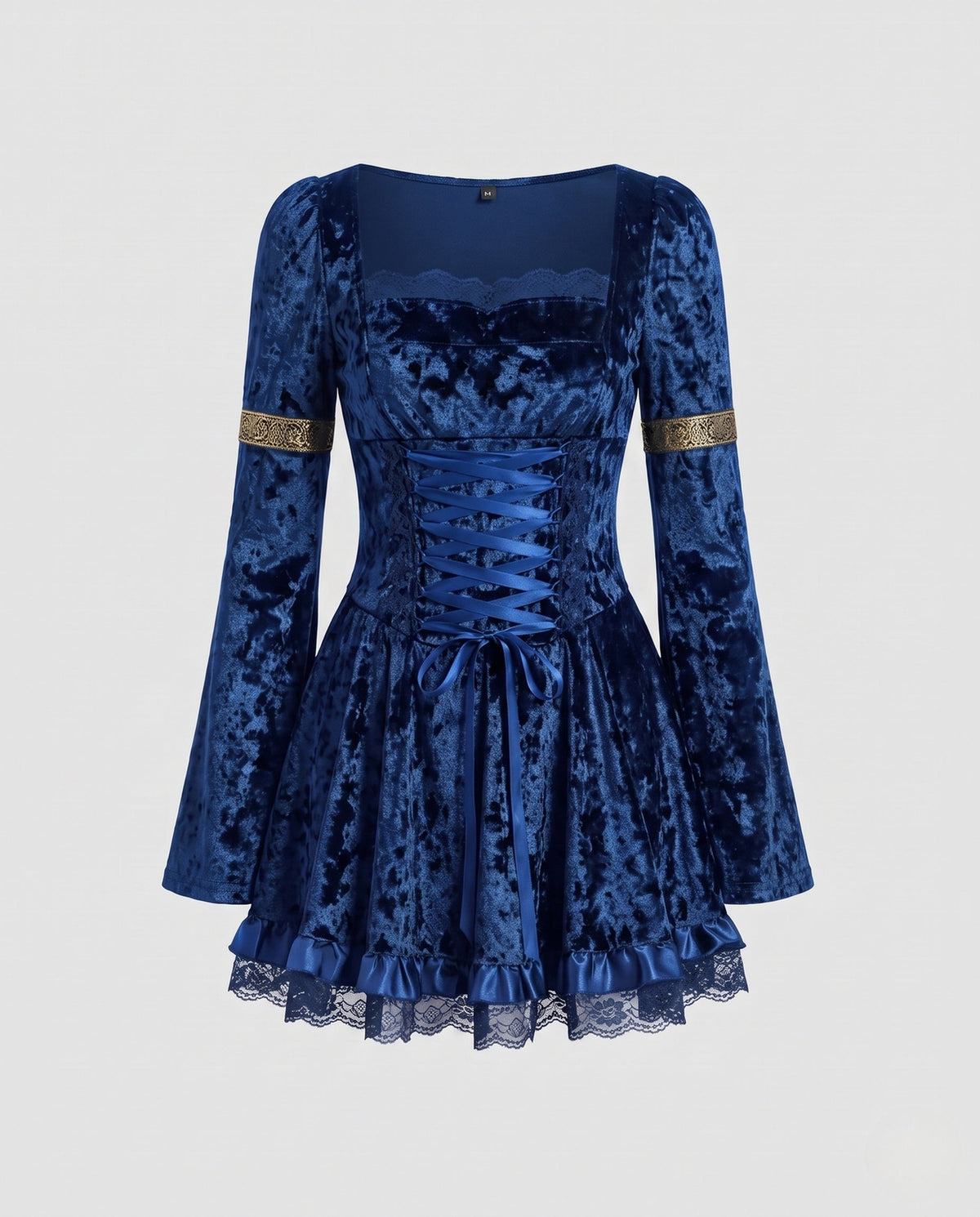 Mabel-Ruth | Women's Square-Neck Flared-Sleeve Ruffle-Hem Mini Dress