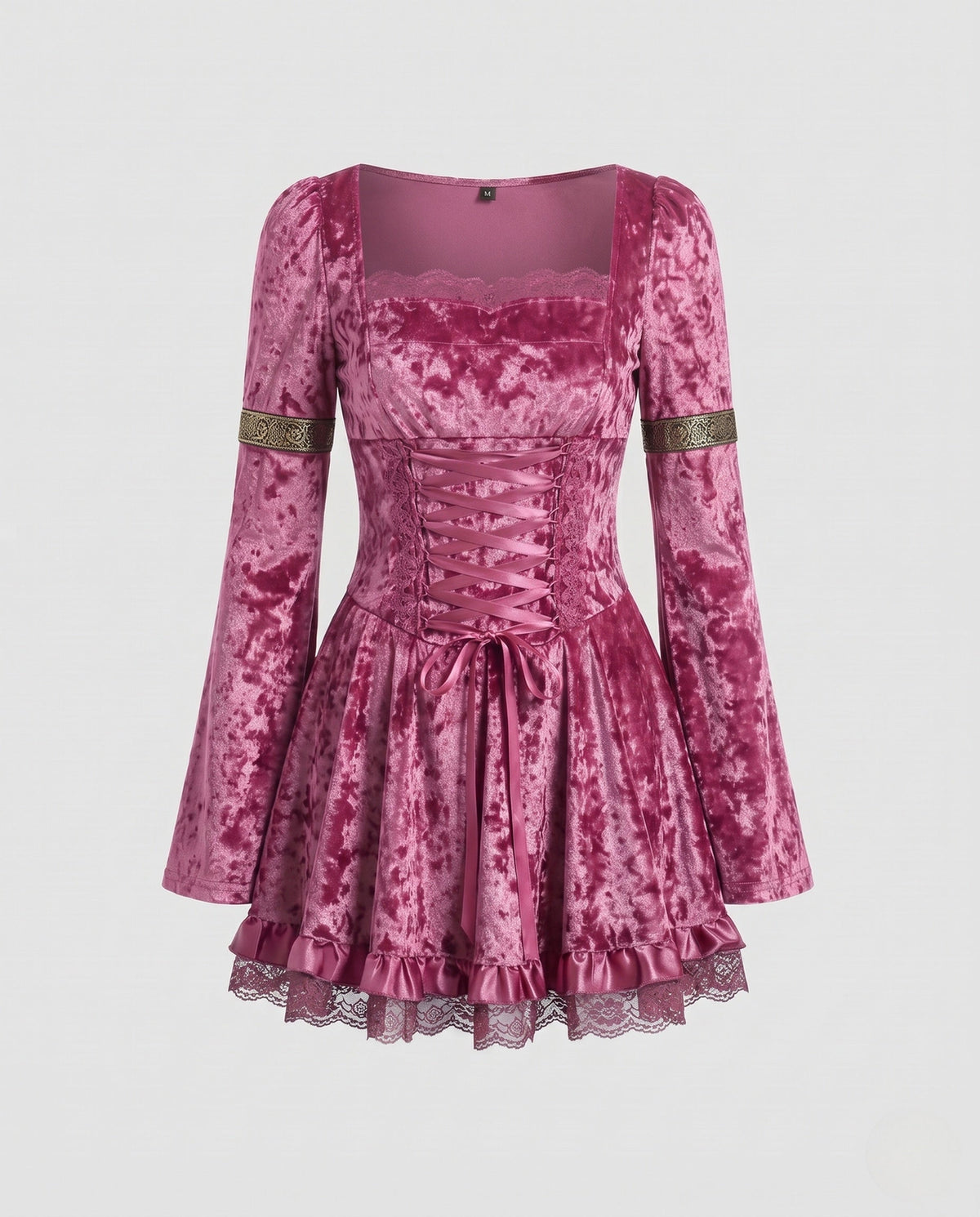 Mabel-Ruth | Women's Square-Neck Flared-Sleeve Ruffle-Hem Mini Dress