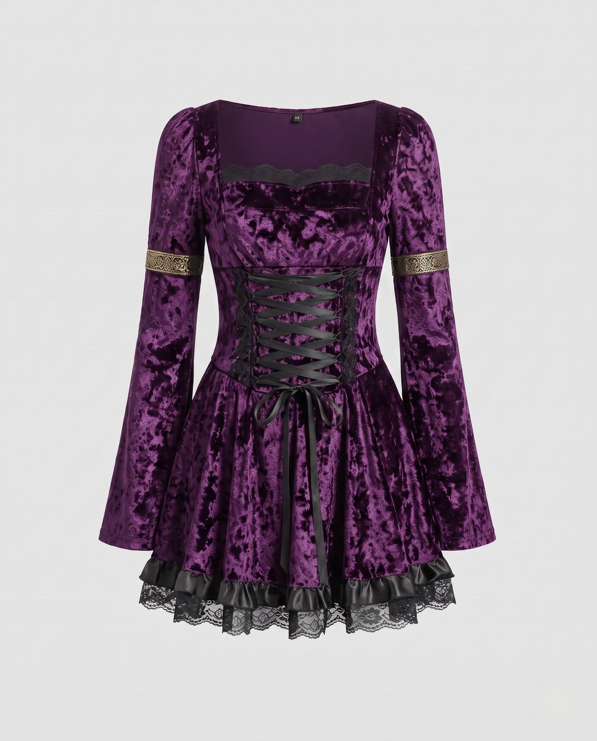 Mabel-Ruth | Women's Square-Neck Flared-Sleeve Ruffle-Hem Mini Dress