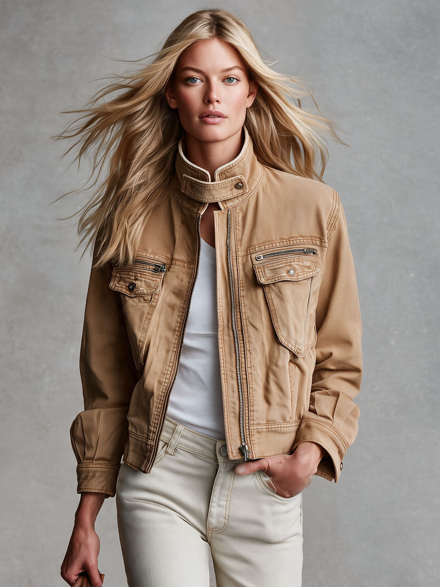 Veronica | Women's Stand-Collar Denim Jacket