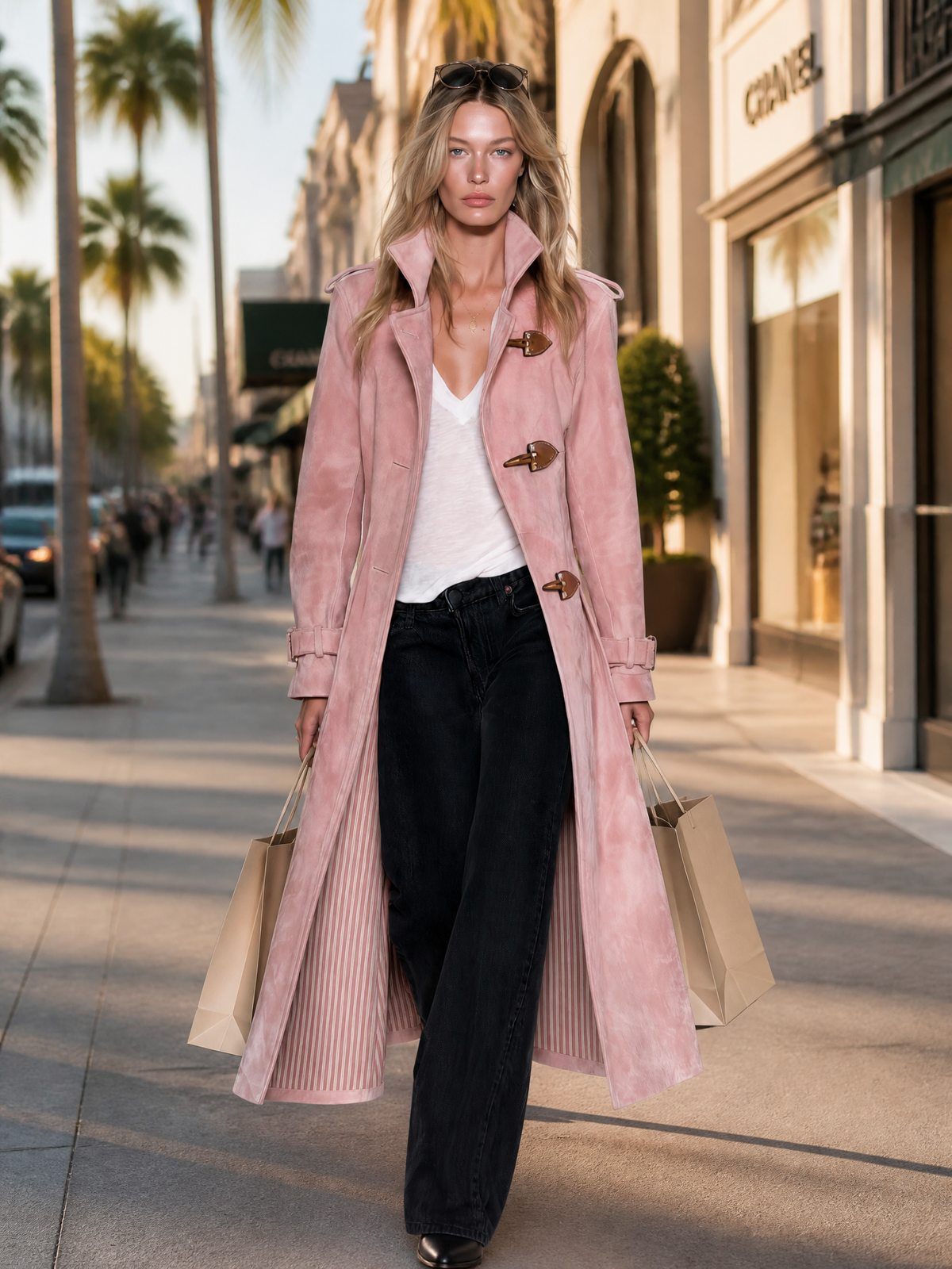 Valerie | Women's Striped-Lining Faux Suede Trench Coat