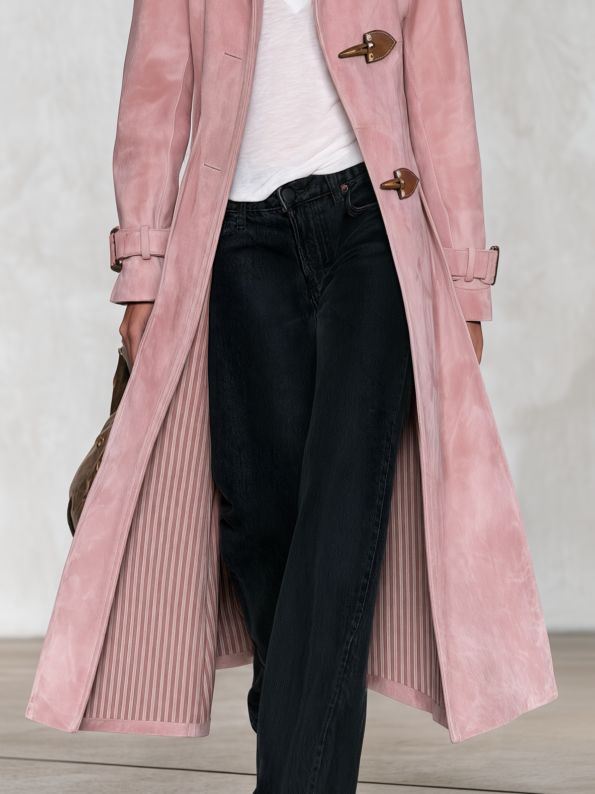 Valerie | Women's Striped-Lining Faux Suede Trench Coat