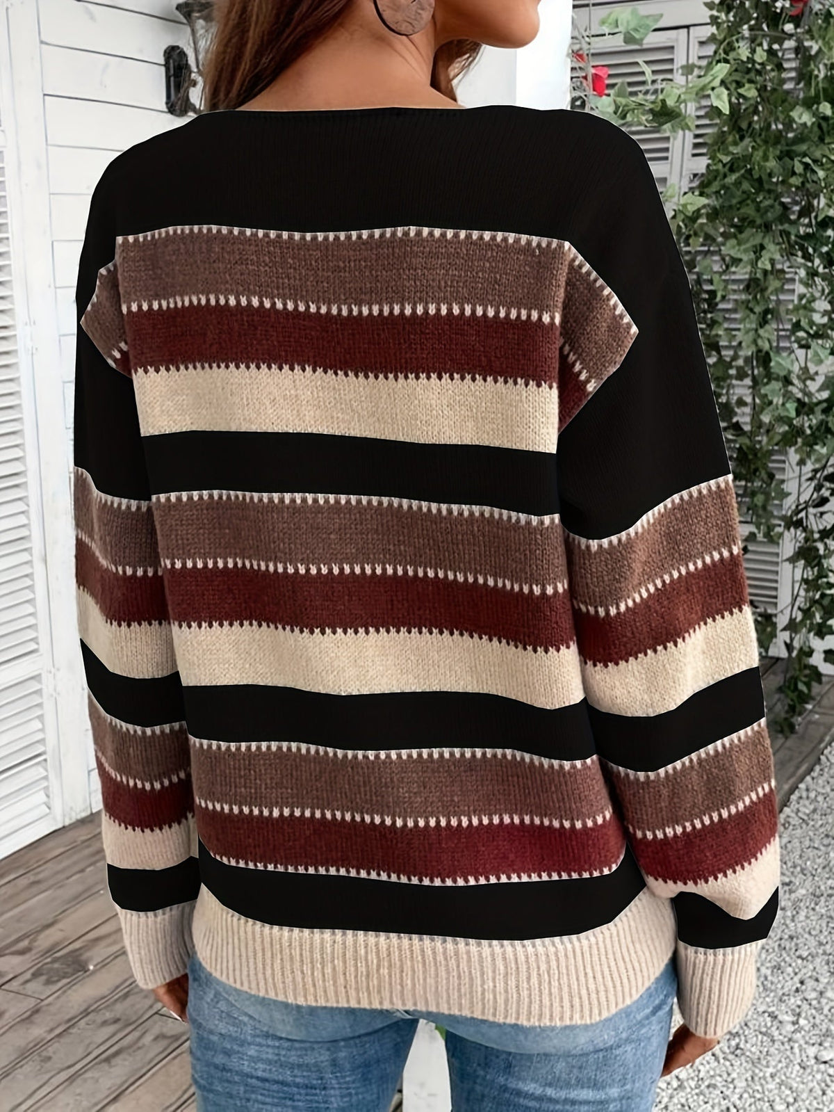 Isabelle-Silvia | Women's Striped Round-Neck Sweater