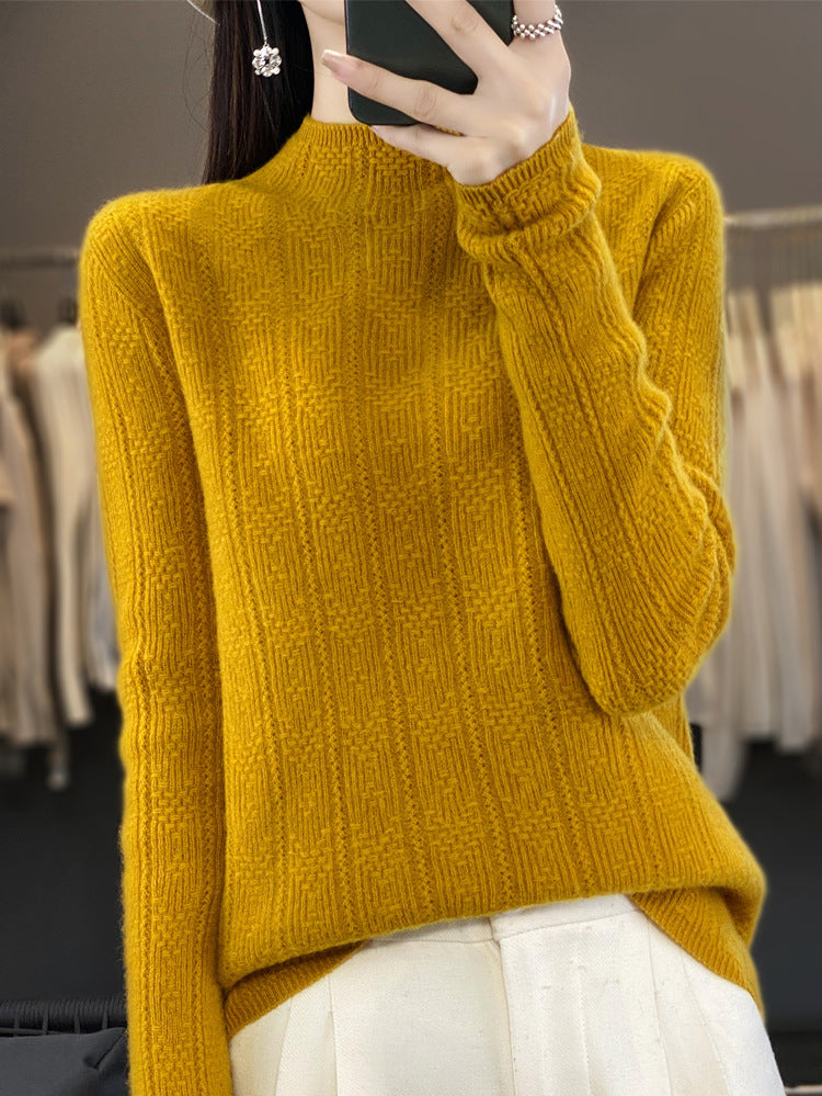Erna-Maureen | Women's Structured Mockneck Cable Knit Sweater