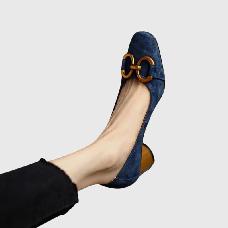 Lucille | Women's Suede Block Heel Square-Toe Pumps