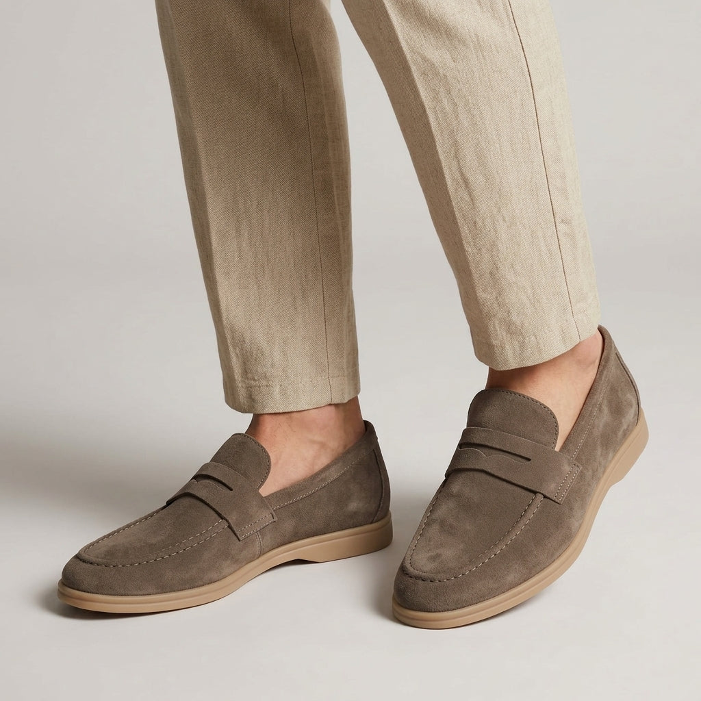 Meredith-Hazel | Women's Suede-Look Slip-On Penny Loafers