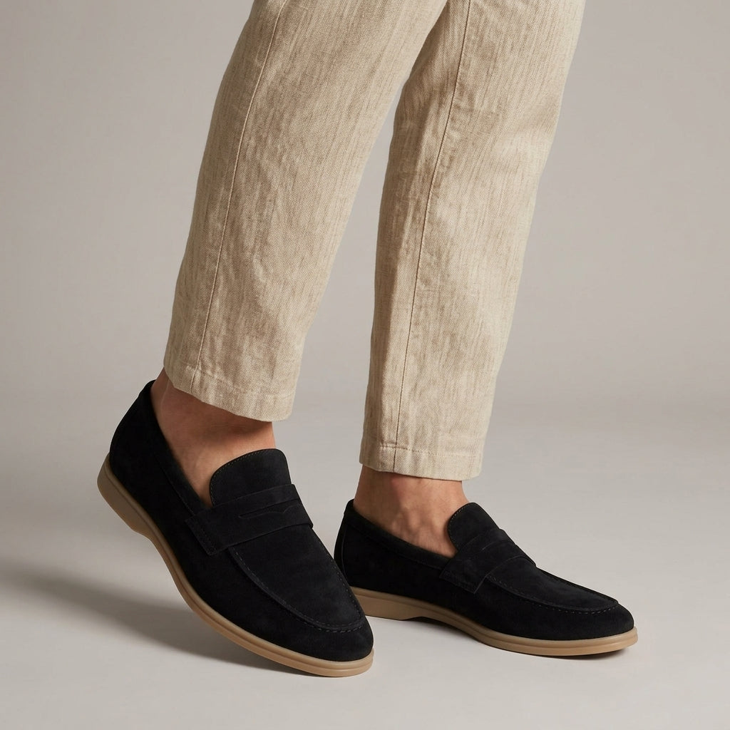 Meredith-Hazel | Women's Suede-Look Slip-On Penny Loafers