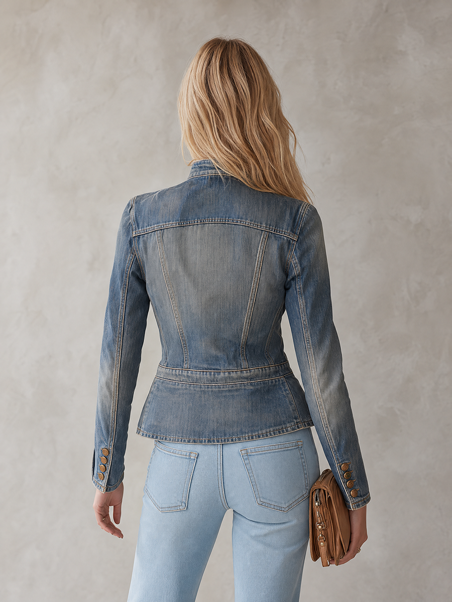 Yvonne | Women's Tailored Military Denim Jacket