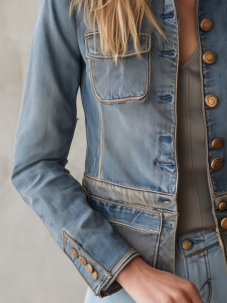 Yvonne | Women's Tailored Military Denim Jacket
