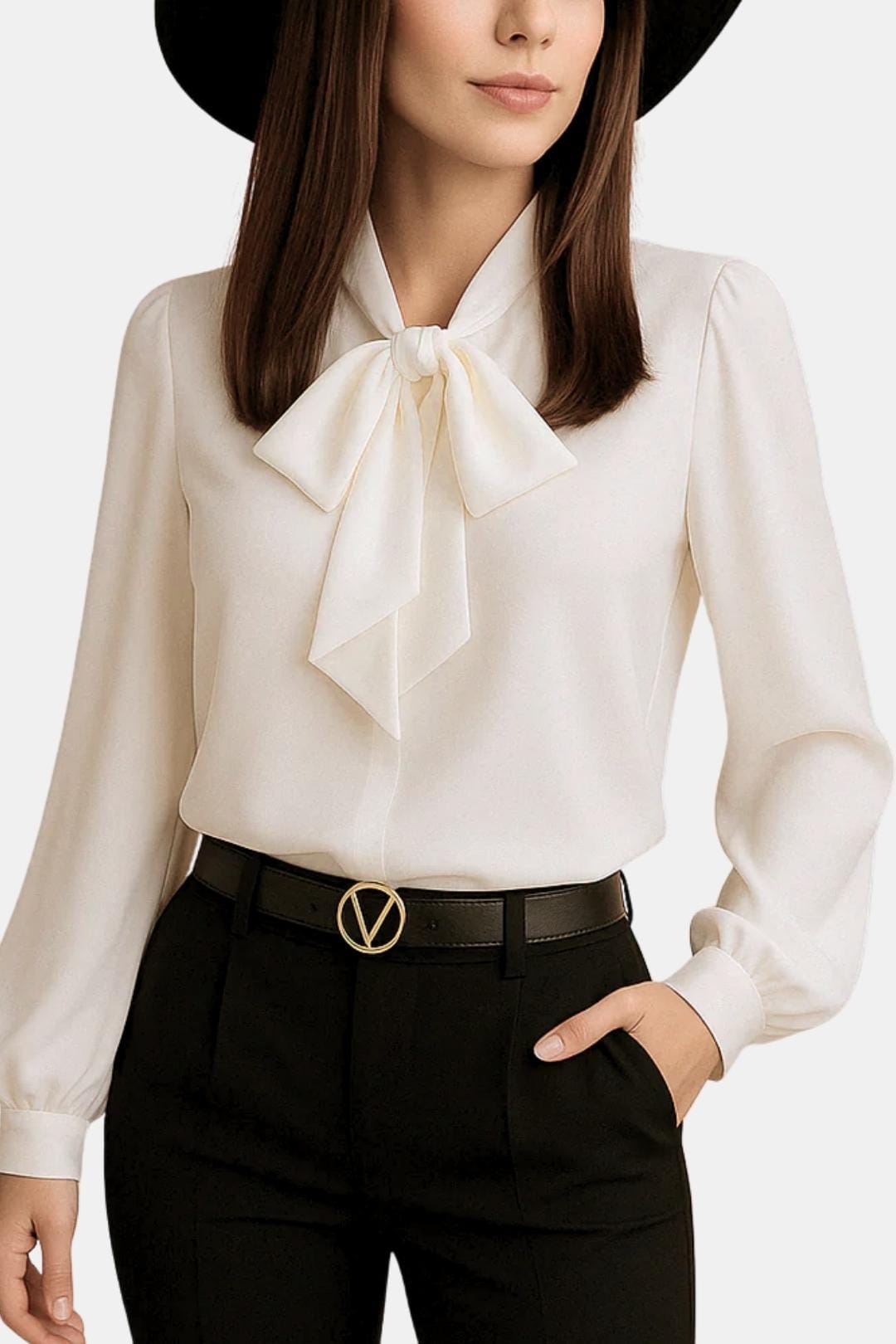 Vera | Women's Tie-Neck Satin-Feel Blouse