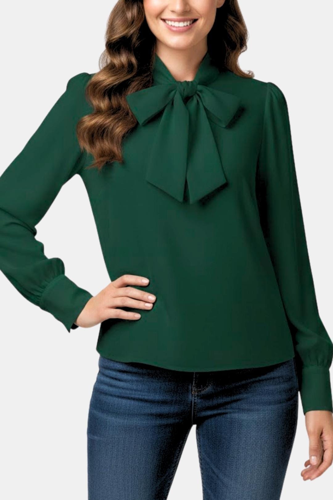 Vera | Women's Tie-Neck Satin-Feel Blouse