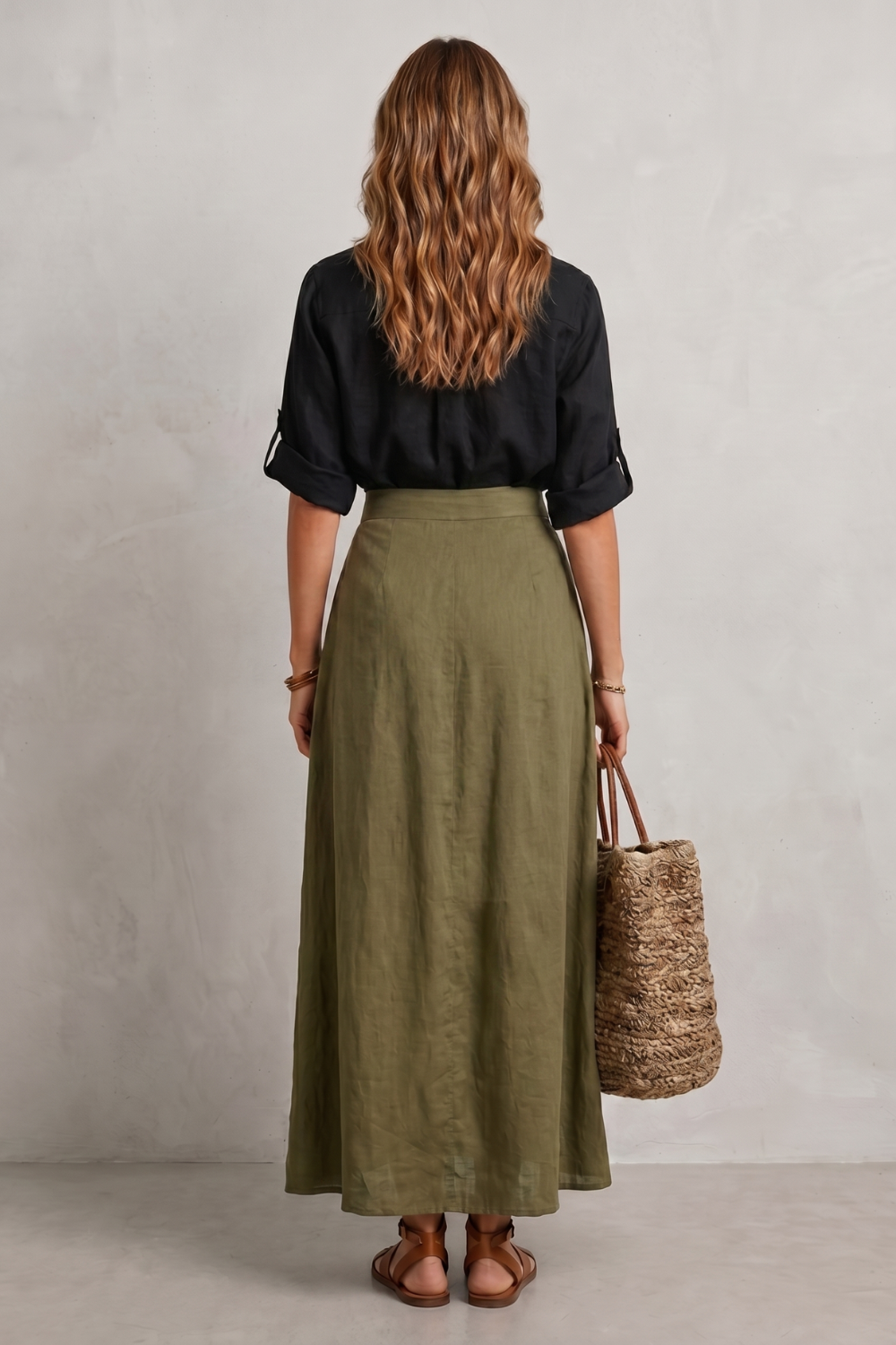 Genevieve-Bianca | Women's Tie-Waist Maxi Skirt & Blouse Set
