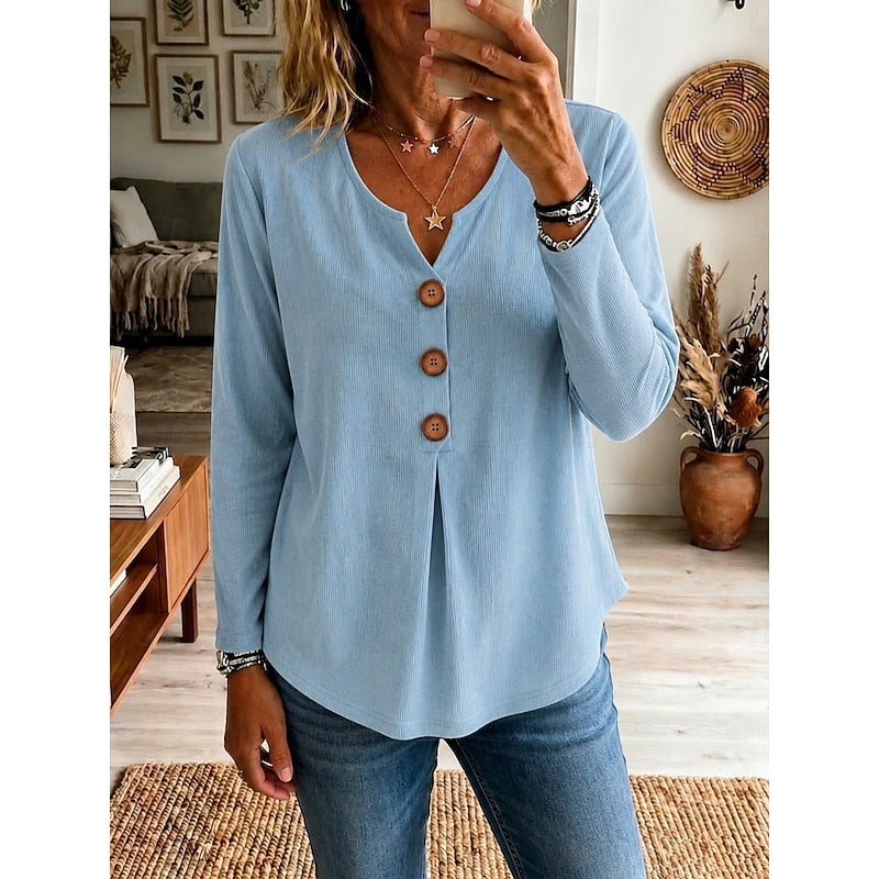 Meredith-Greta | Women's V-Neck Knit Tunic Blouse