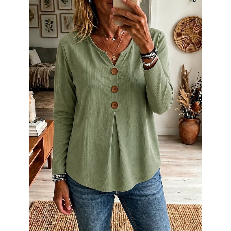 Meredith-Greta | Women's V-Neck Knit Tunic Blouse