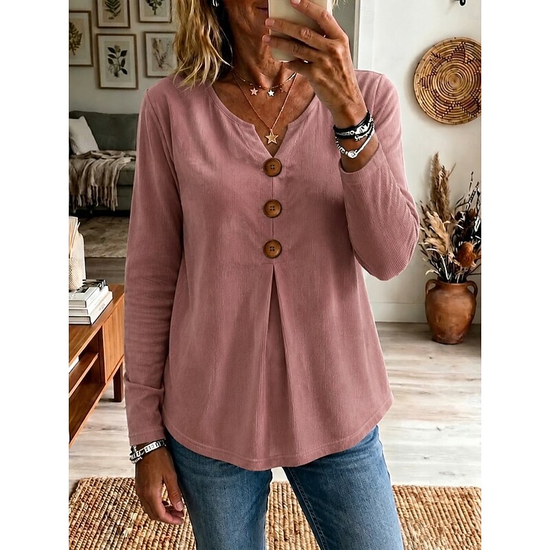 Meredith-Greta | Women's V-Neck Knit Tunic Blouse