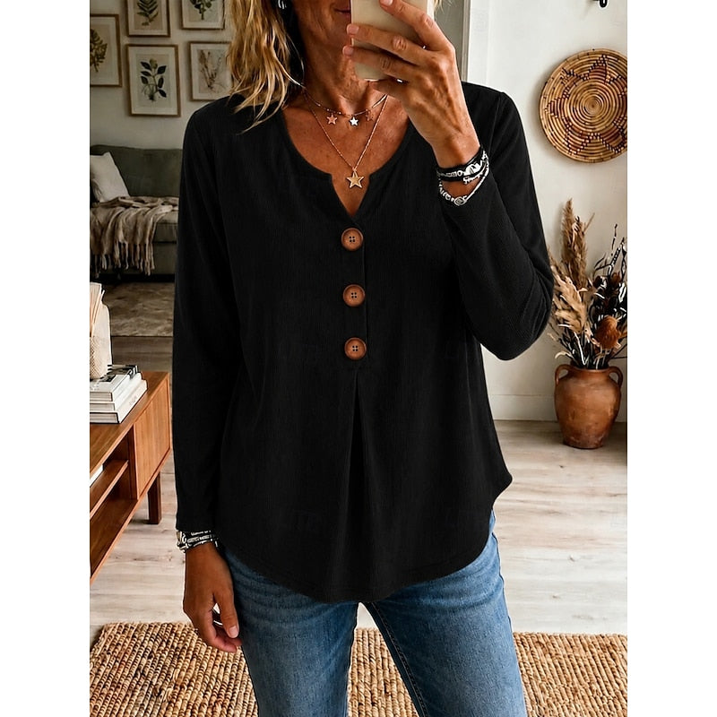 Meredith-Greta | Women's V-Neck Knit Tunic Blouse