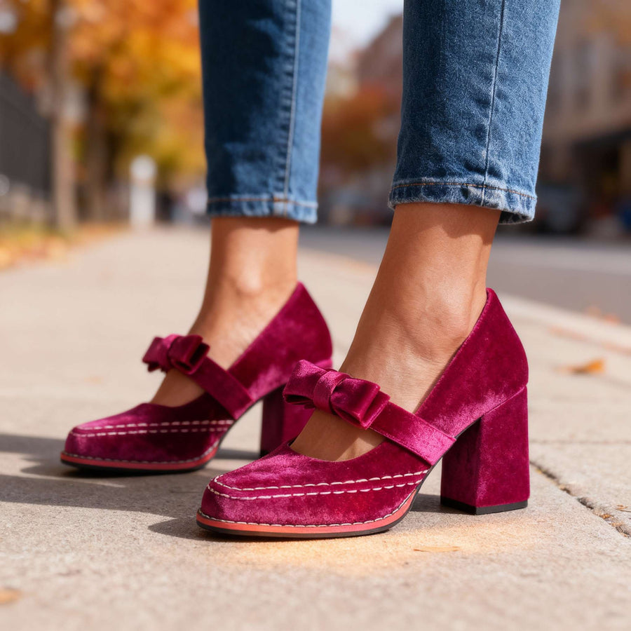 Opal-Renata | Women's Velvet Block-Heel Penny Loafers