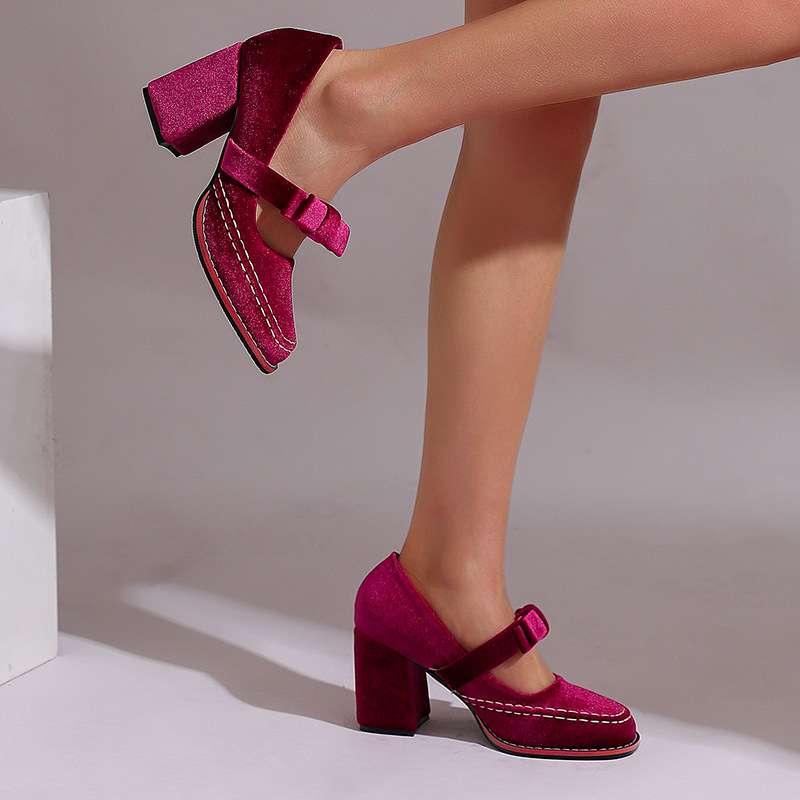 Opal-Renata | Women's Velvet Block-Heel Penny Loafers
