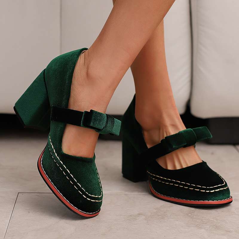 Opal-Renata | Women's Velvet Block-Heel Penny Loafers