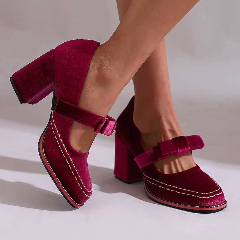 Opal-Renata | Women's Velvet Block-Heel Penny Loafers