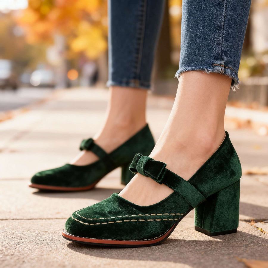 Opal-Renata | Women's Velvet Block-Heel Penny Loafers