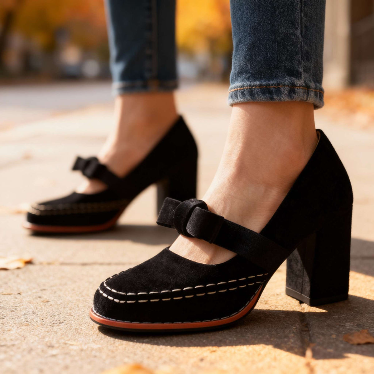 Opal-Renata | Women's Velvet Block-Heel Penny Loafers