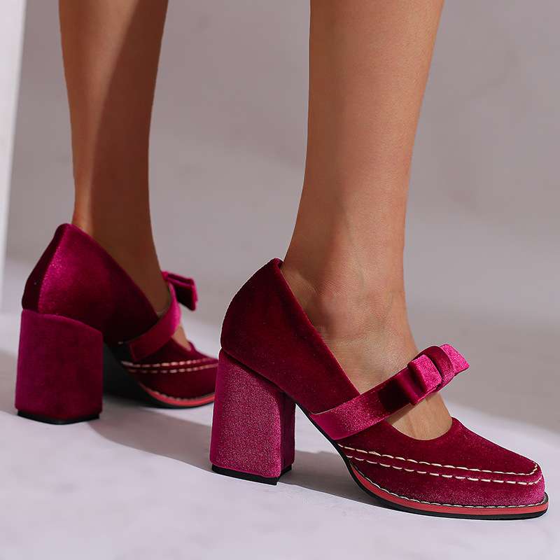 Opal-Renata | Women's Velvet Block-Heel Penny Loafers