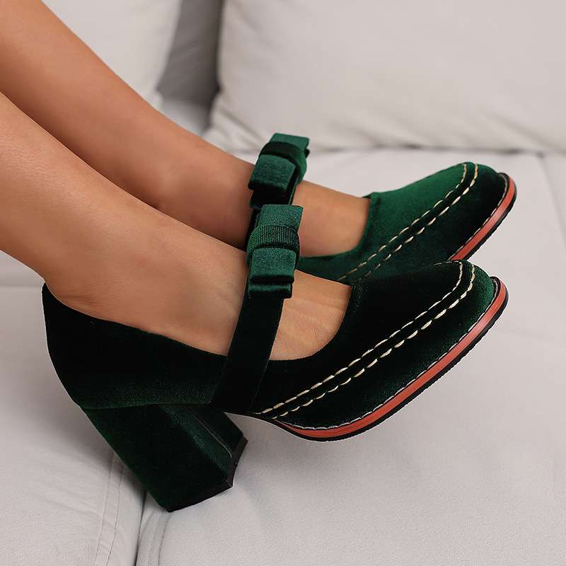 Opal-Renata | Women's Velvet Block-Heel Penny Loafers