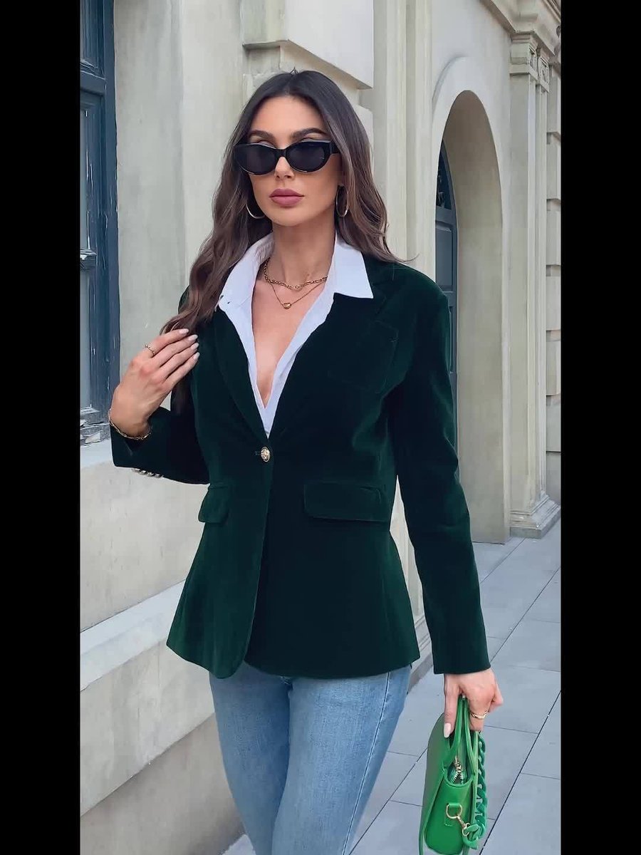 Annelise-Erna | Women's Velvet Single-Breasted Blazer Vest Jacket