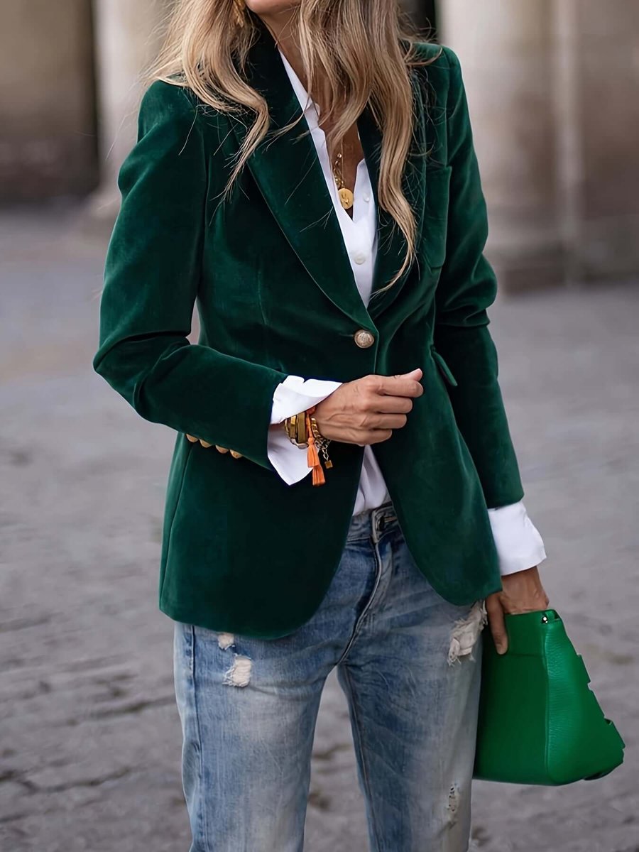 Annelise-Erna | Women's Velvet Single-Breasted Blazer Vest Jacket